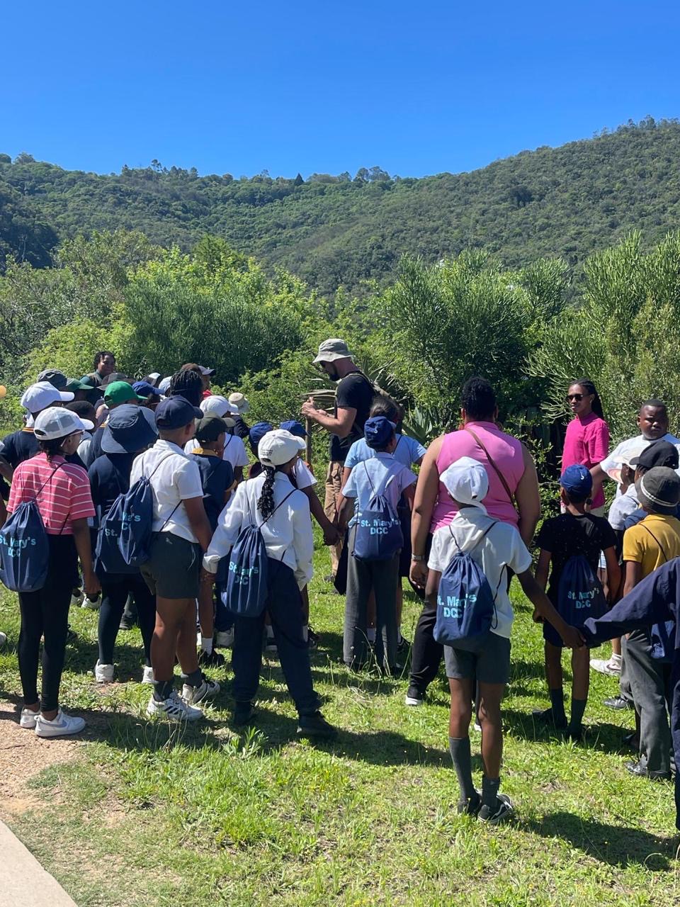 St. Mary's pupils on a community day at the reserve